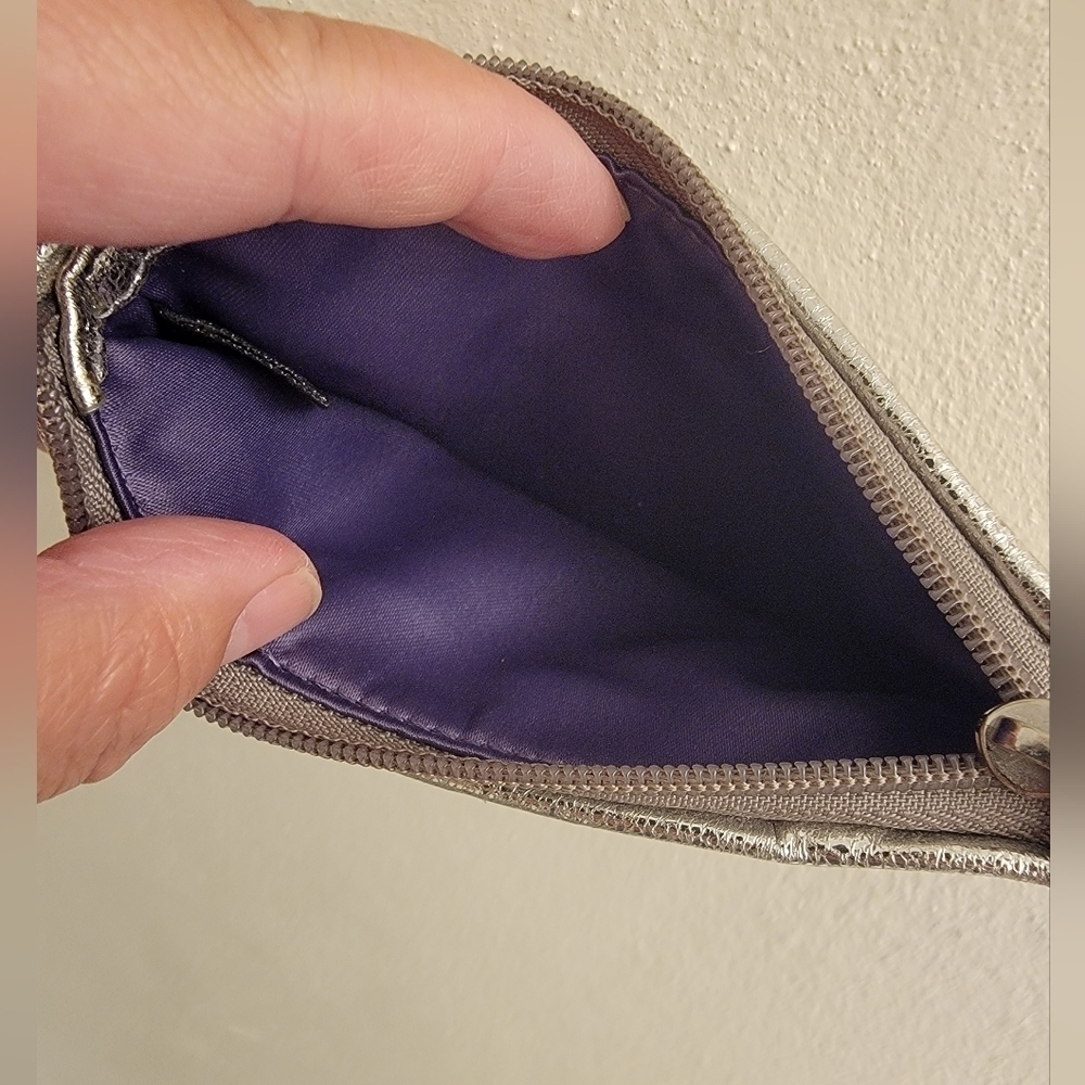 Coach "Poppy" Wristlet with Distress Silver Metallic Details - Picture 4 of 4